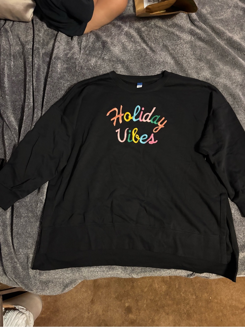 Old Navy Holiday Vibes Black Crewneck Sweatshirt